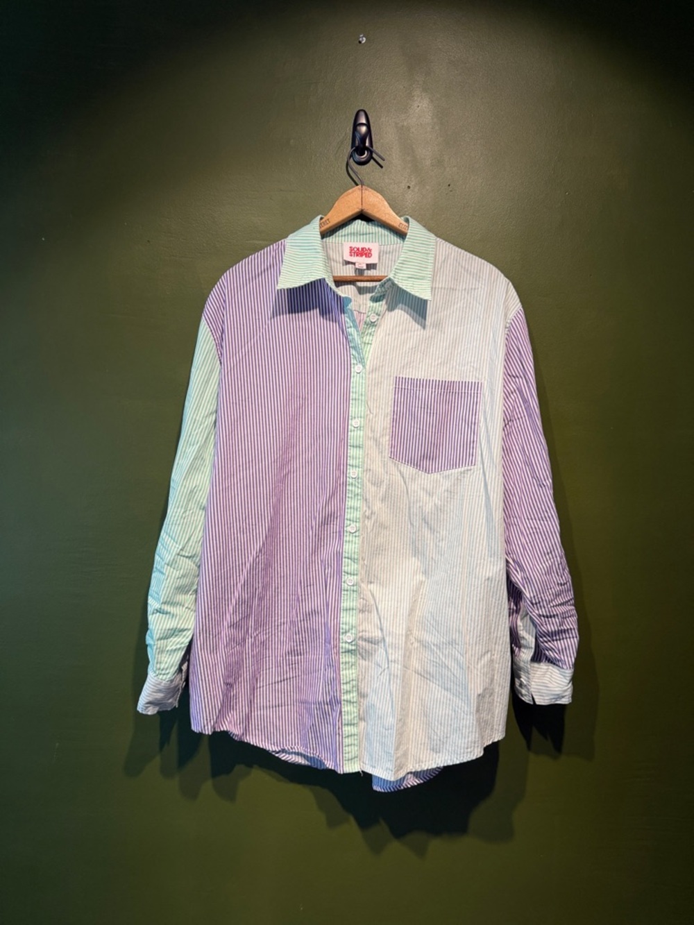 Solid & Striped Striped Colorblock Long-Sleeve Shirt - Lavender & Mint